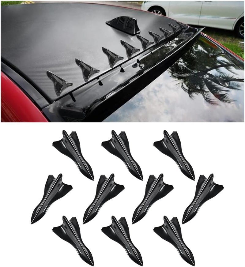 GLSOWEE 10PCS Car Diffuser Shark Fin Kit, Auto Air Vortex Generator Decoration Self-Adhesive Compatible with Spoiler Roof Wing Pointed, Bumper Exterior Accessories for SUV, Car (Black) - Image 1